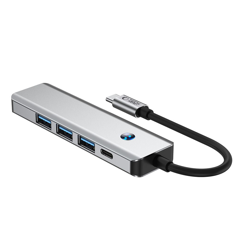 Hub USB-C Tech-Protect HB01, 1 x USB-A 3.0 - 2 x USB-A - 1 x USB-C - 1 x HDMI, Šedý