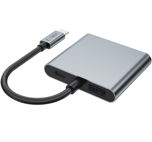 Hub USB-C Tech-Protect HB08, 1 x USB-A - 1 x USB-C - 2 x HDMI, Šedý