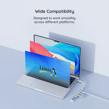 Hub USB-C Techsuit H18 PolarisBridge, 4v1, Šedobílý