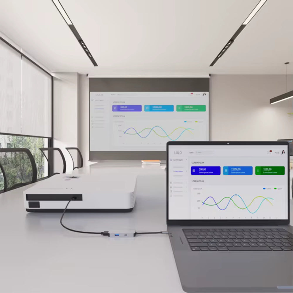 Hub USB-C Techsuit H4 TurboChargeX, 3v1, Šedý