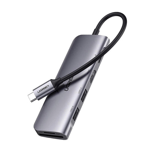 Hub USB-C UGREEN CM195 (15214), 2 x USB-A 3.0 - 1 x USB-C - 1 x HDMI - 1 x SD - 1 x microSD, Šedý