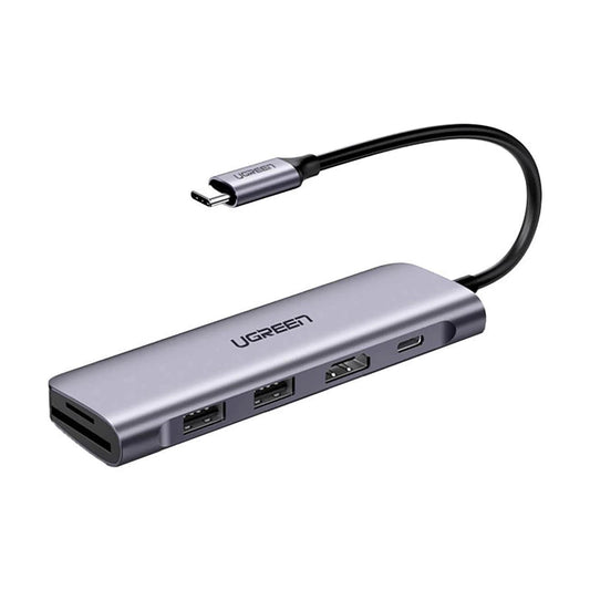 Hub USB-C UGREEN CM195 (15214), 2 x USB-A 3.0 - 1 x USB-C - 1 x HDMI - 1 x SD - 1 x microSD, Šedý