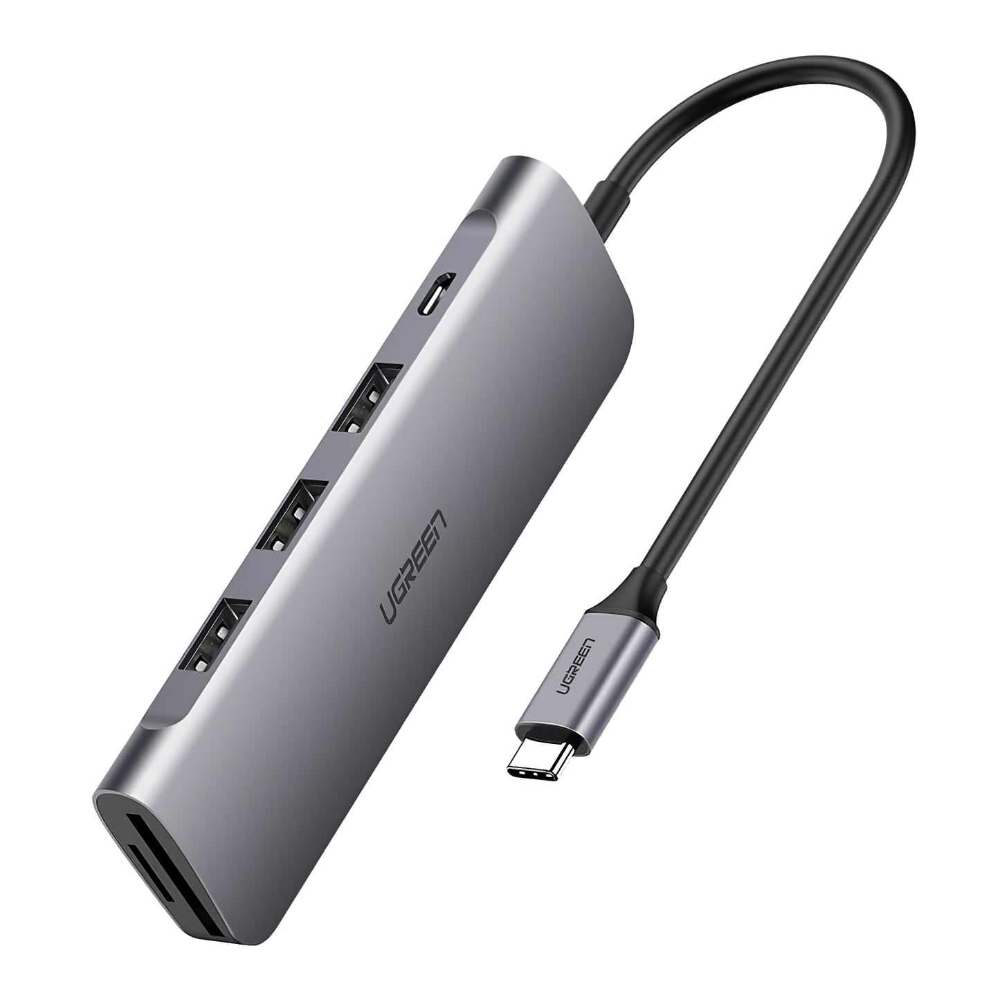 Hub USB-C UGREEN CM195, 2 x USB-A - 1 x USB-C - 1 x HDMI - 1 x SD - 1 x microSD, Šedý