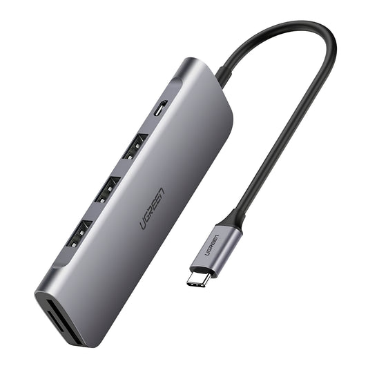 Hub USB-C UGREEN CM195, 2 x USB-A - 1 x USB-C - 1 x HDMI - 1 x SD - 1 x microSD, Šedý