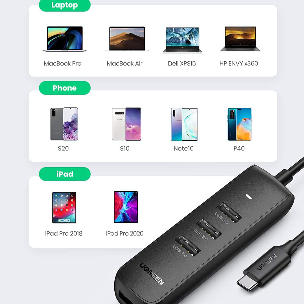 USB-C hub UGREEN CM416 (10916), 4 x USB-A 3.0, Černý