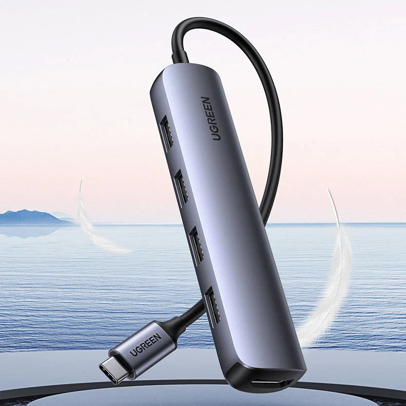 Hub USB-C UGREEN CM417, 4 x USB-A 3.2 - 1 x HDMI, šedý