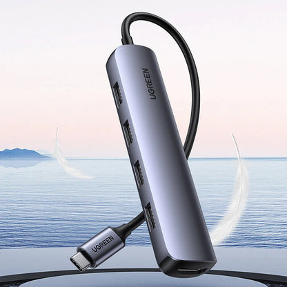Hub USB-C UGREEN CM417, 4 x USB-A 3.2 - 1 x HDMI, šedý