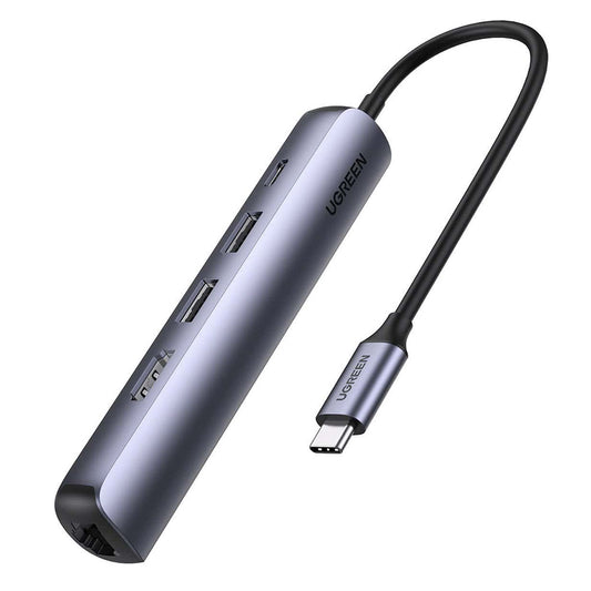 Hub USB-C UGREEN CM418 (10919), 2 x USB-A 3.0 - 1 x USB-C - 1 x HDMI - 1 x RJ45, Šedý
