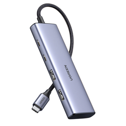 USB-C hub UGREEN CM473, 2 x USB-A 3.0 - 2 x USB-C, 0,20 cm, šedý