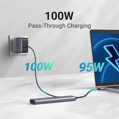 Hub USB-C UGREEN CM478, 1 x USB-A 3.0 - 2 x USB-A - 1 x USB-C - 1 x HDMI, šedý