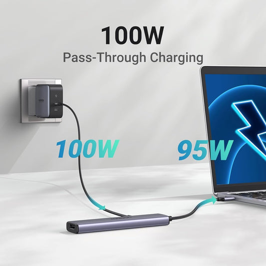 Hub USB-C UGREEN CM478, 1 x USB-A 3.0 - 2 x USB-A - 1 x USB-C - 1 x HDMI, šedý