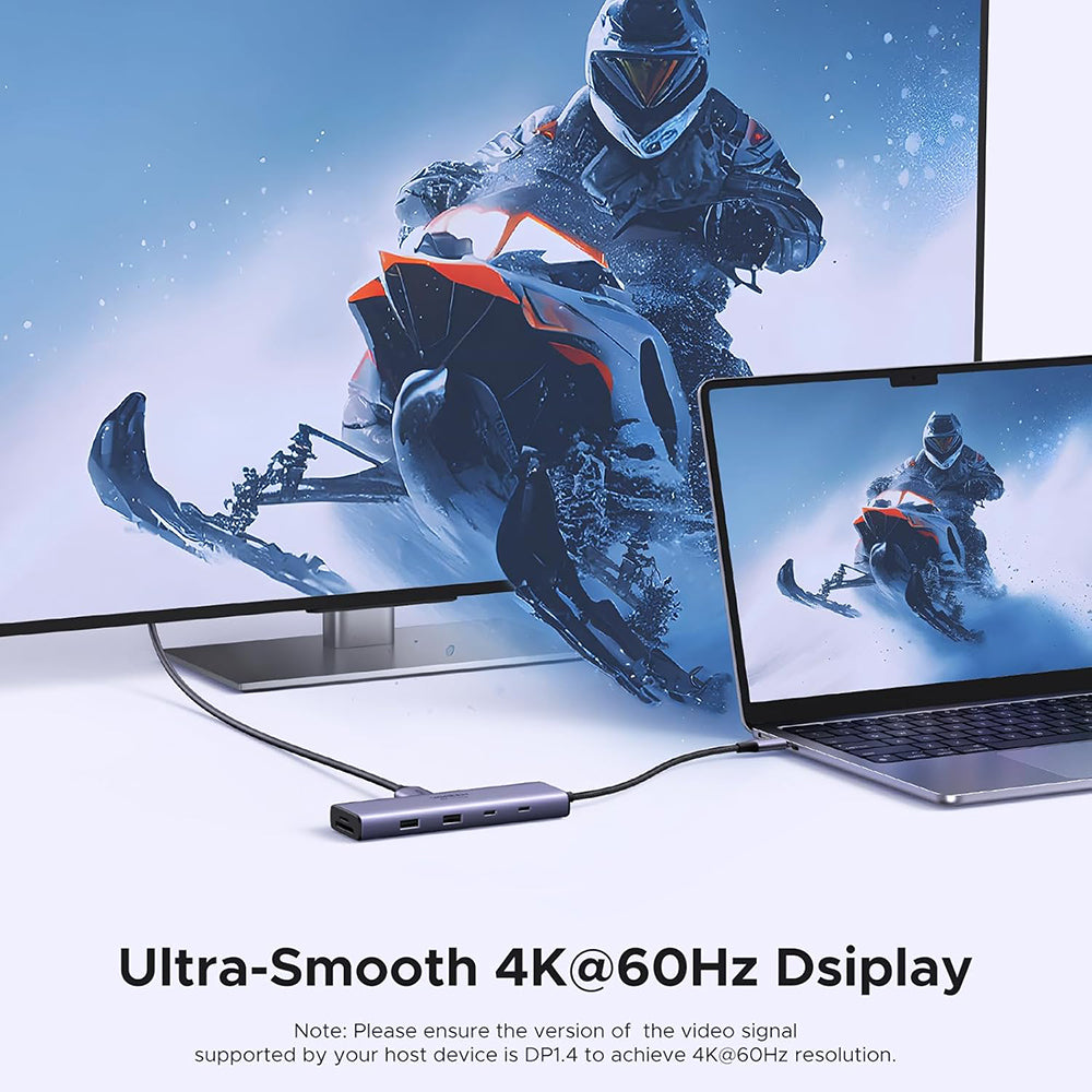 USB-C hub UGREEN CM498 (15375), 2 x USB-A - 3 x USB-C - 1 x HDMI - 1 x RJ45 - 1 x SD - 1 x microSD, Šedý