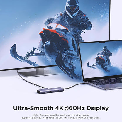 USB-C hub UGREEN CM498 (15375), 2 x USB-A - 3 x USB-C - 1 x HDMI - 1 x RJ45 - 1 x SD - 1 x microSD, Šedý