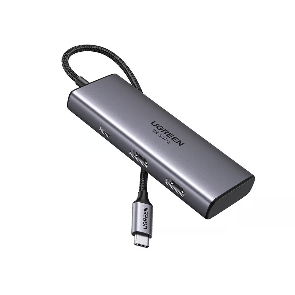 Hub USB-C UGREEN CM498 (15852), 2 x USB-A 3.0 - 2 x USB-C - 2 x HDMI, Šedý