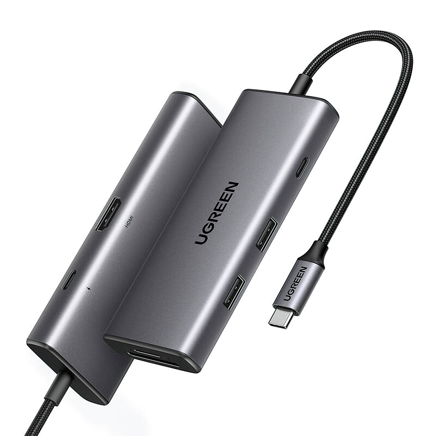 Hub USB-C UGREEN CM498 (15531), 2 x USB-A 3.2 - 2 x USB-C - 1 x HDMI - 1 x SD - 1 x microSD, Šedý