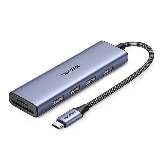 Hub USB-C UGREEN CM511 (20956A), 3 x USB-A 3.0 - 1 x HDMI - 1 x SD - 1 x microSD, Šedý