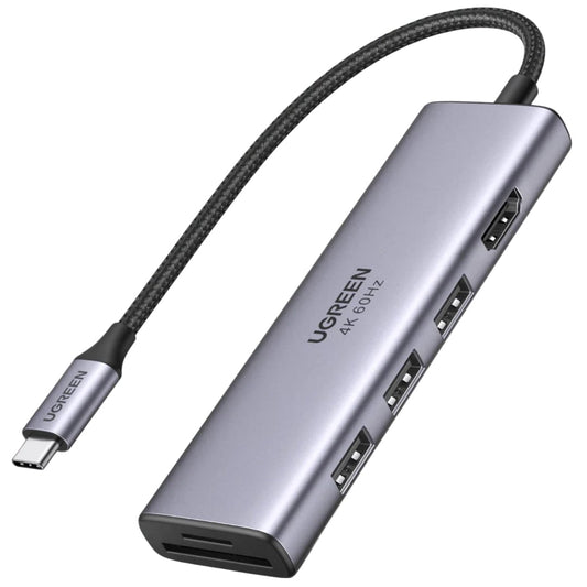 Hub USB-C UGREEN CM511 (60383), 3 x USB-A 3.2 - 1 x HDMI - 1 x SD - 1 x microSD, Šedý