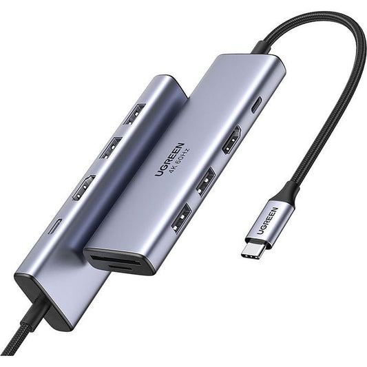Hub USB-C UGREEN CM511 (60384), 2 x USB-A 3.0 - 1 x USB-C - 1 x HDMI - 1 x SD - 1 x microSD, Šedý