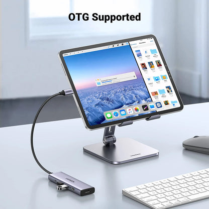 Hub USB-C UGREEN CM511 (15596), 3 x USB-A 3.0 - 1 x USB-C - 1 x HDMI, šedý