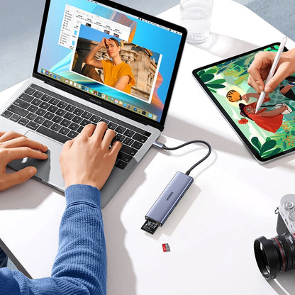 Hub USB-C UGREEN CM511 (20956A), 3 x USB-A 3.0 - 1 x HDMI - 1 x SD - 1 x microSD, Šedý