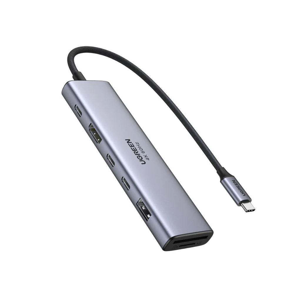 Hub USB-C UGREEN CM511 (45521), 1 x USB-A 3.2 - 3 x USB-C - 1 x HDMI - 1 x SD - 1 x microSD, Šedý