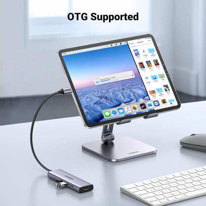 Hub USB-C UGREEN CM511, 3 x USB-A 3.0 - 1 x USB-C - 1 x HDMI, šedý