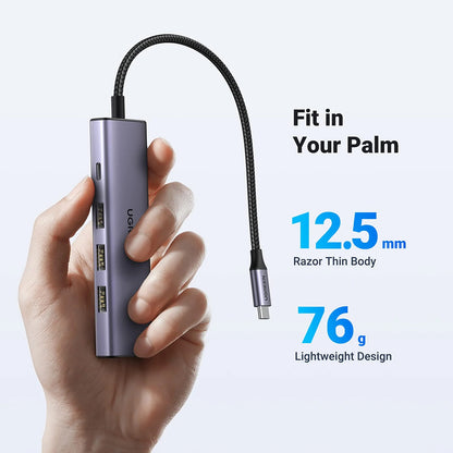Hub USB-C UGREEN CM511 (15596), 3 x USB-A 3.0 - 1 x USB-C - 1 x HDMI, šedý
