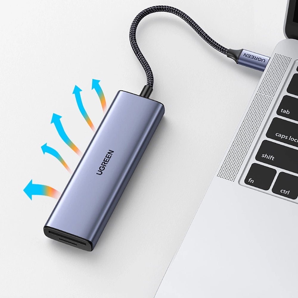 Hub USB-C UGREEN CM511 (20956A), 3 x USB-A 3.0 - 1 x HDMI - 1 x SD - 1 x microSD, Šedý