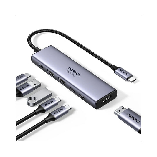 Hub USB-C UGREEN CM511 (35999), 2 x USB-A 3.2 - 3 x USB-C - 1 x HDMI, šedý