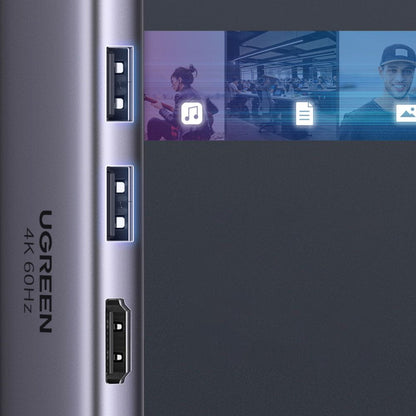 Hub USB-C UGREEN CM511 (60384), 2 x USB-A 3.0 - 1 x USB-C - 1 x HDMI - 1 x SD - 1 x microSD, Šedý