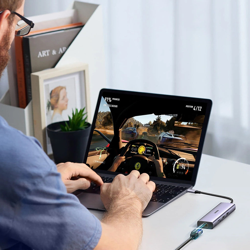 Hub USB-C UGREEN CM512, 2 x USB-A 3.0 - 1 x USB-C - 1 x HDMI - 1 x SD - 1 x microSD - RJ45, Šedý