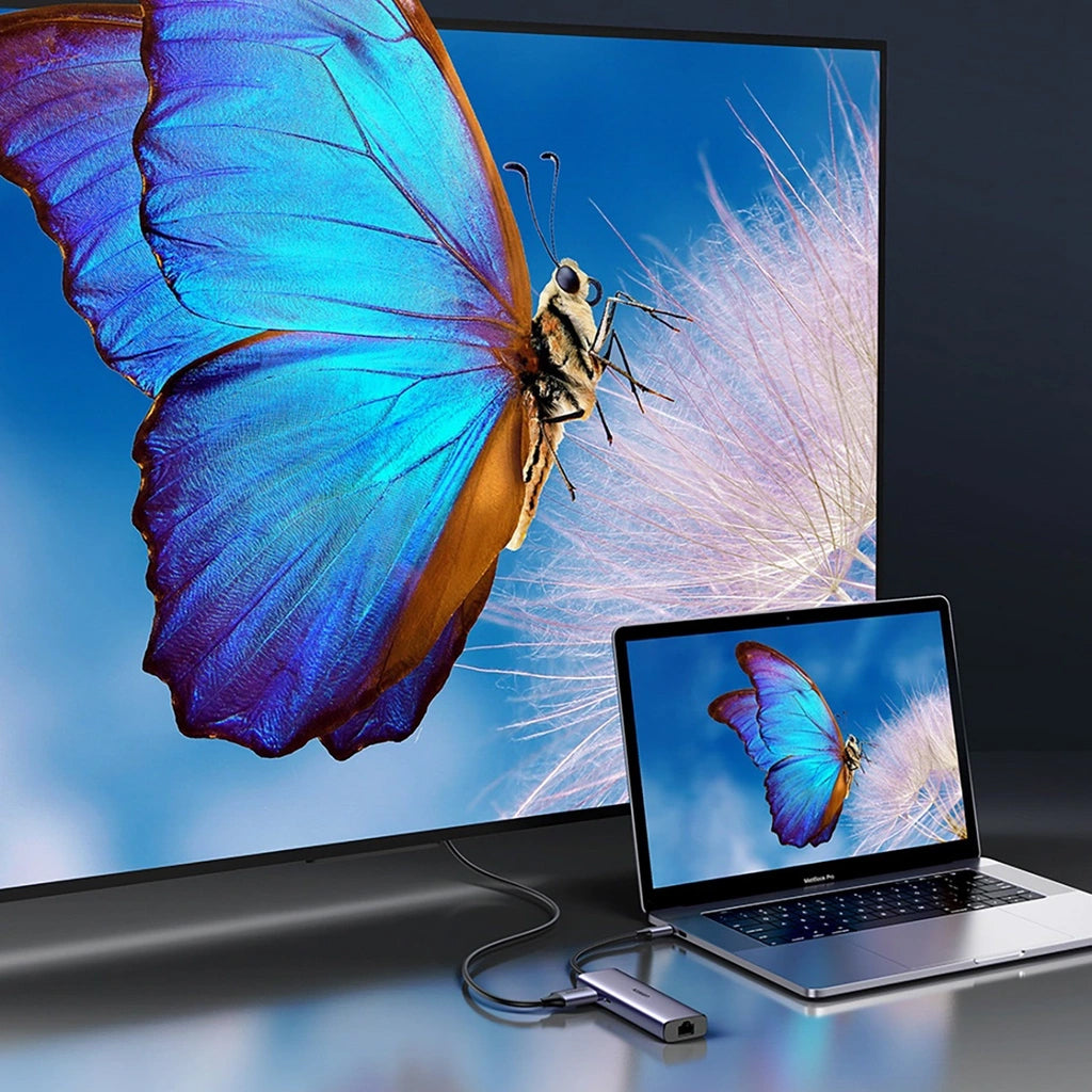 Hub USB-C UGREEN CM512, 2 x USB-A 3.0 - 1 x USB-C - 1 x HDMI - 1 x SD - 1 x microSD - RJ45, Šedý