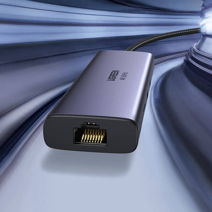 Hub USB-C UGREEN CM512 (60515), 2 x USB-A 3.0 - 1 x USB-C - 1 x HDMI - 1 x SD - 1 x microSD - 1 x RJ45, Šedý