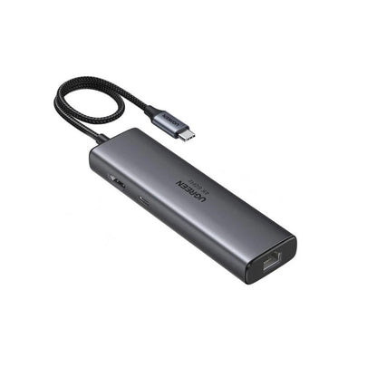 Hub USB-C UGREEN CM512 (45000), 2 x USB-A 3.2 - 2 x USB-C - 1 x HDMI - 1 x RJ45, Šedý