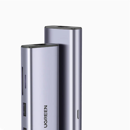 Hub USB-C UGREEN CM512, 2 x USB-A 3.0 - 1 x USB-C - 1 x HDMI - 1 x SD - 1 x microSD - RJ45, Šedý