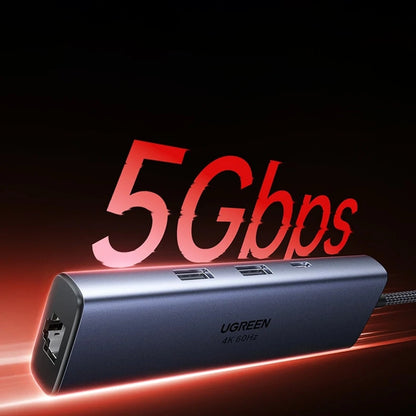 Hub USB-C UGREEN CM512 (75643), 6v1, Šedý