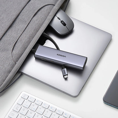 Hub USB-C UGREEN CM512, 2 x USB-A 3.0 - 1 x USB-C - 1 x HDMI - 1 x SD - 1 x microSD - RJ45, Šedý