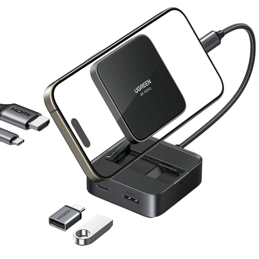 Hub USB-C UGREEN CM801, 1 x USB-A 3.0 - 2 x USB-C - 1 x HDMI, Šedý
