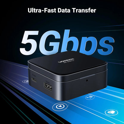 Hub USB-C UGREEN CM801, 1 x USB-A 3.0 - 2 x USB-C - 1 x HDMI, Šedý