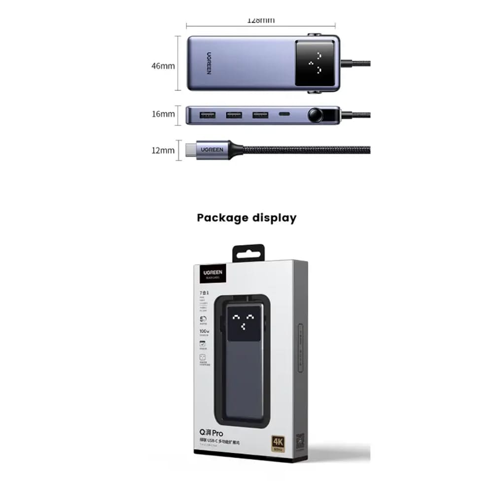 Hub USB-C UGREEN CM888 (45155) Uno, 6v1, Šedý