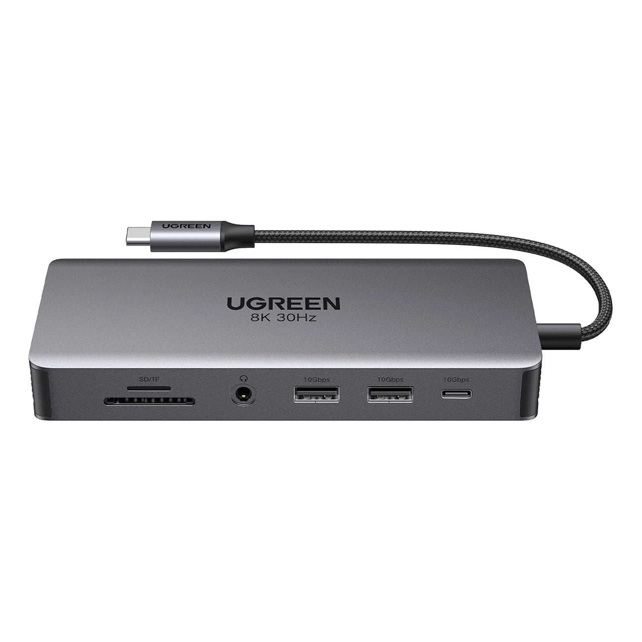 Hub USB-C UGREEN Revodok Pro 313 CM681, 2 x USB-A 3.2 - 1 x USB-A 3.0 - 2 x USB-C - 2 x HDMI - 1 x Jack 3.5mm - 1 x RJ45 - 1 x SD - 1 x microSD, Šedý