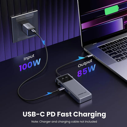 USB-C hub UGREEN Uno (75177), 2 x USB-A 3.2 - 3 x USB-C - 1 x HDMI, Šedý