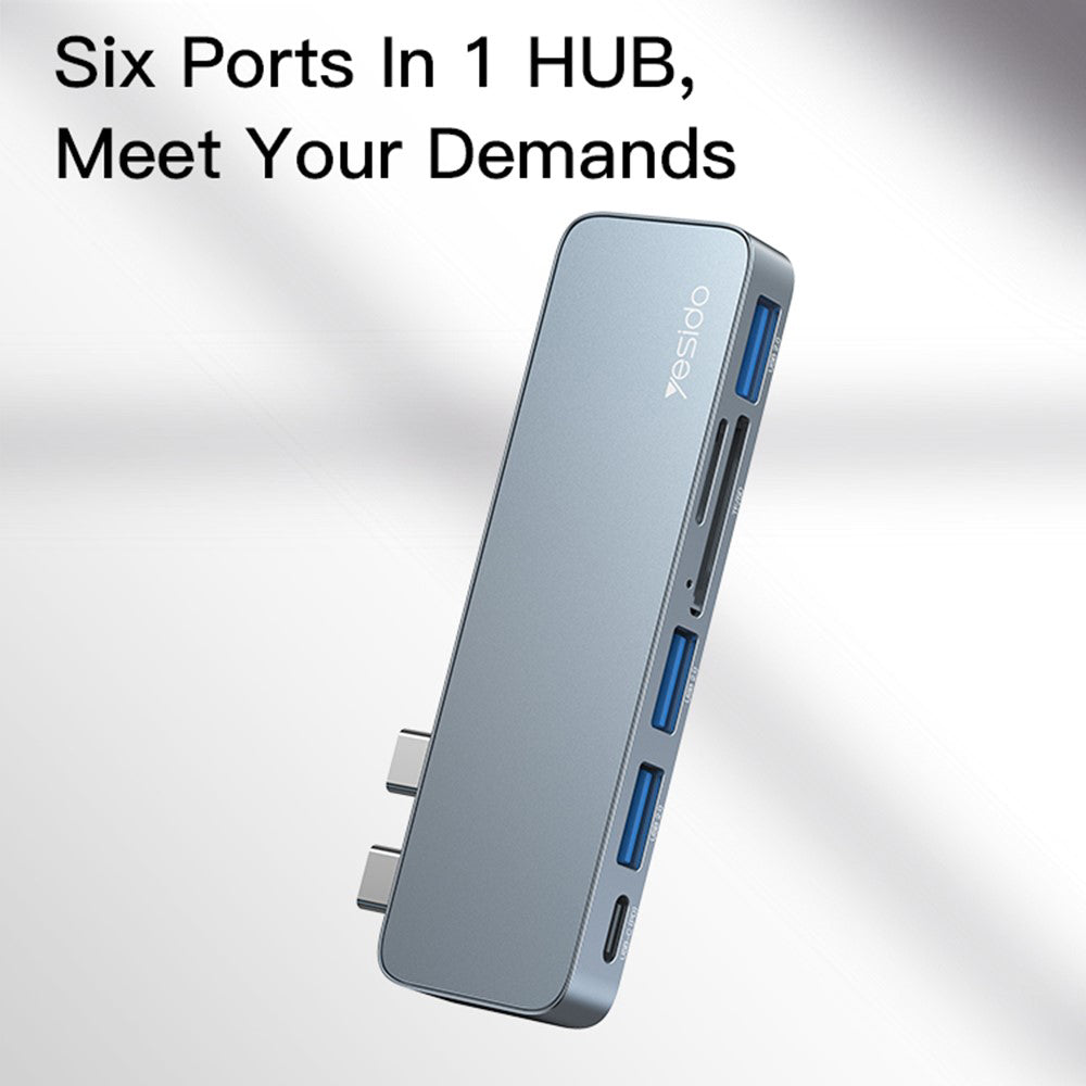 Hub USB-C Yesido HB10 pro Apple MacBook Pro / Air, 6v1, šedý
