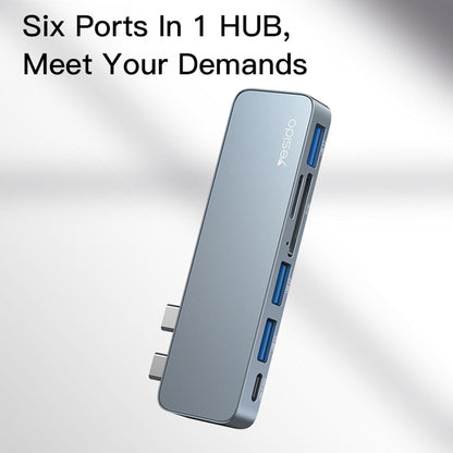 Hub USB-C Yesido HB10 pro Apple MacBook Pro / Air, 6v1, šedý