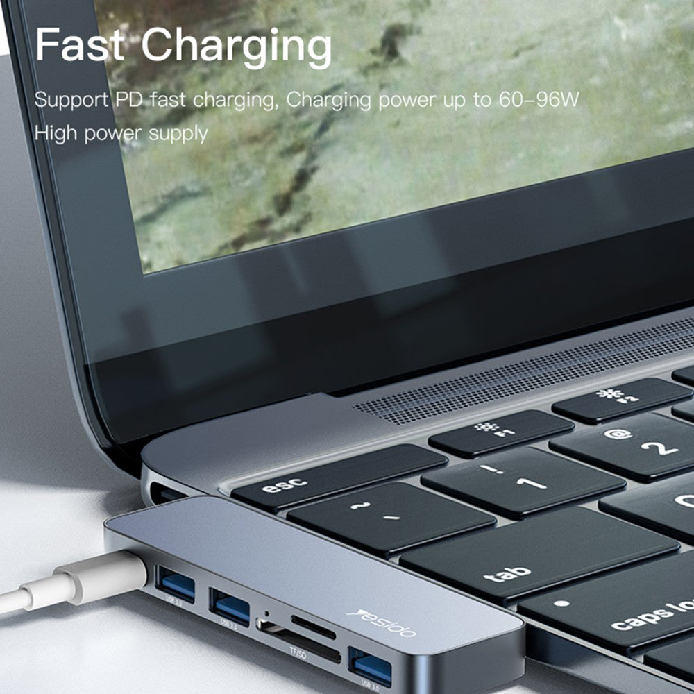 Hub USB-C Yesido HB10 pro Apple MacBook Pro / Air, 6v1, šedý