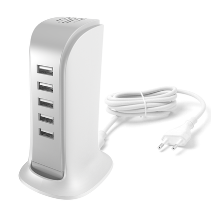 Nabíječka stanice Dudao A5EU, 25W, 5A, 5 x USB-A, bílá