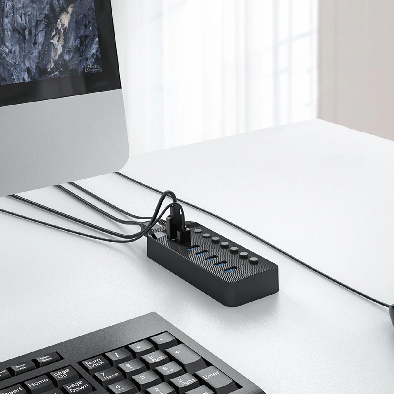 Hub USB Orico CT2U3-7AB, 7 x USB-A 3.0, černý