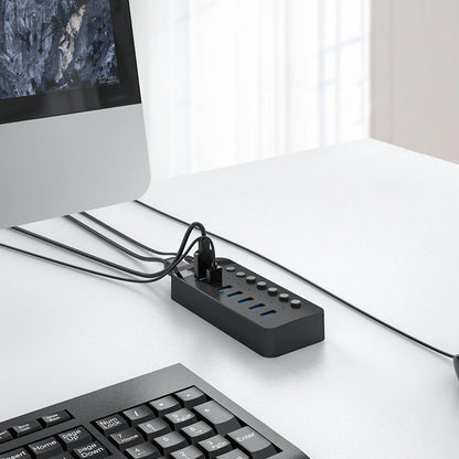 Hub USB Orico CT2U3-7AB, 7 x USB-A 3.0, černý