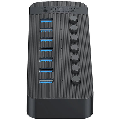 Hub USB Orico CT2U3-7AB, 7 x USB-A 3.0, černý
