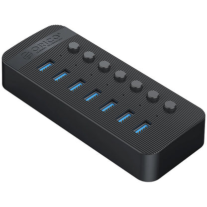 Hub USB Orico CT2U3-7AB, 7 x USB-A 3.0, černý